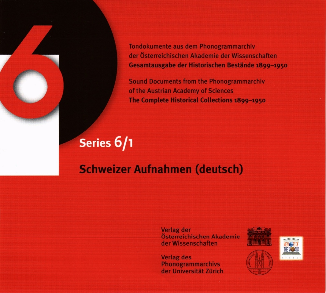 The front cover of the first issue bears the title Schweizer Aufnahmen (German) Series 6/1.
