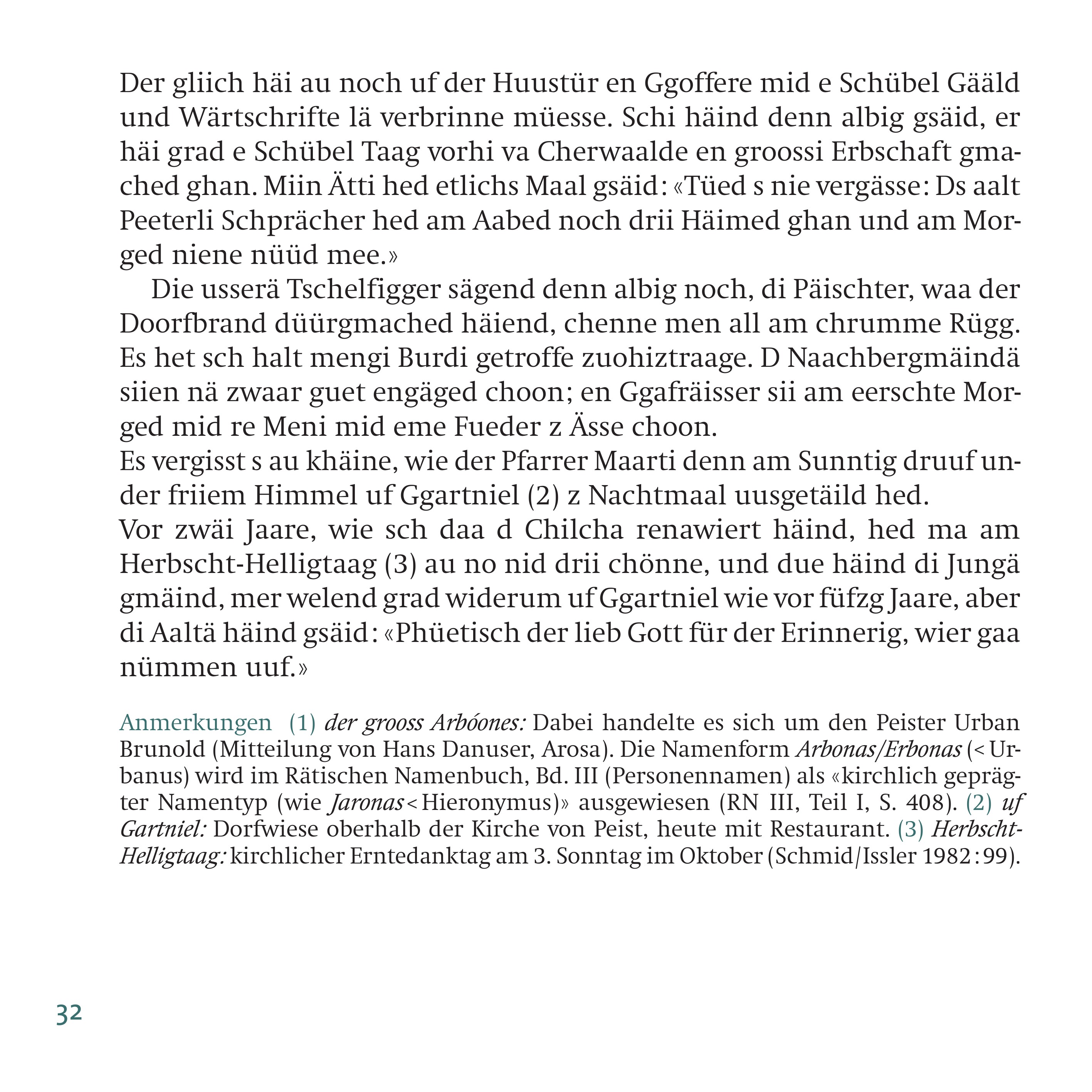 The image shows the second page of the complete transcription in dialect for the audio sample from Peist.