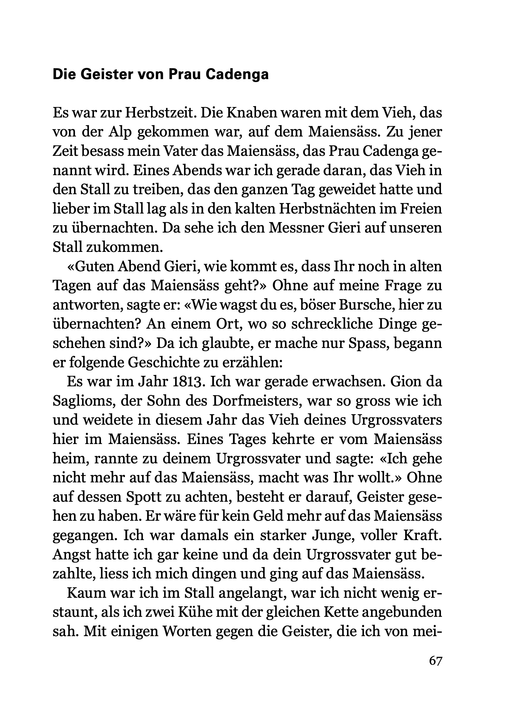 The image shows the first page of the complete transcription of the Standard German translation of the audio sample from Domat/Ems.